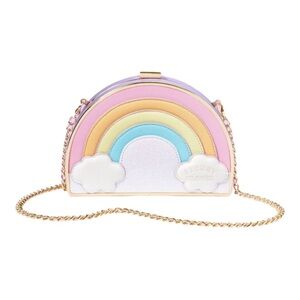 NWT STONEY CLOVER LANE Rainbow Hard Clutch Lavender Bag